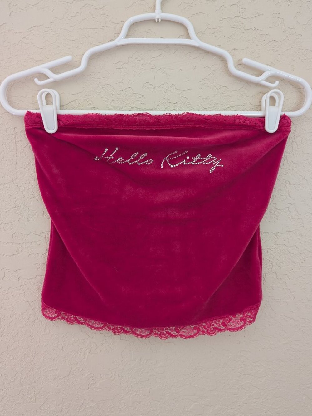 Hello Kitty Velour Tube Top Bling Rhinestone Shine Size S